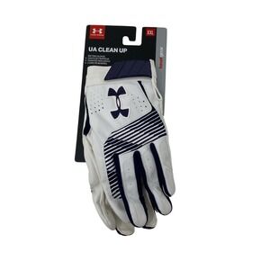 Under Armour UA Clean Up Batting Gloves Mens XXL White Navy Blue 1299530-410 NEW